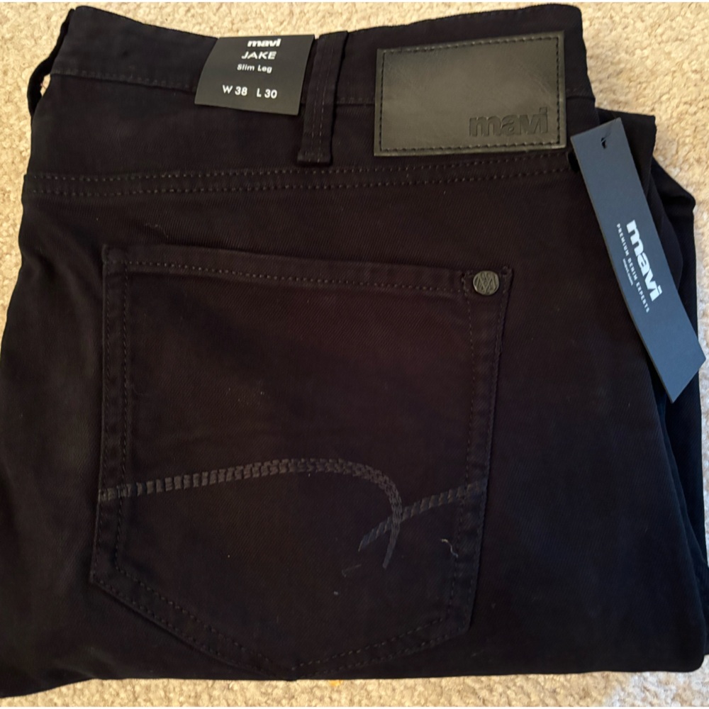NWT Mavi Jake Slim Fit Jeans 38/30 Black Brooklyn